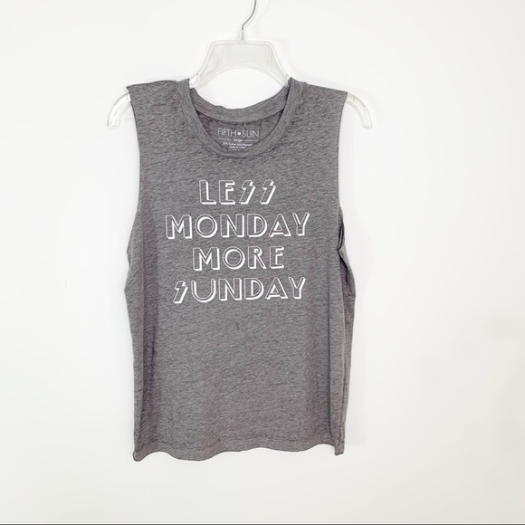 Fifth Sun Tops - Fifth Sun Gray Sleeveless Graphic T Shirt Tank L